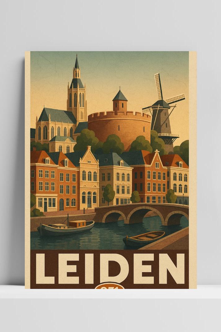 Leiden Netherlands Vintage Text op 3mm aluminium dibond