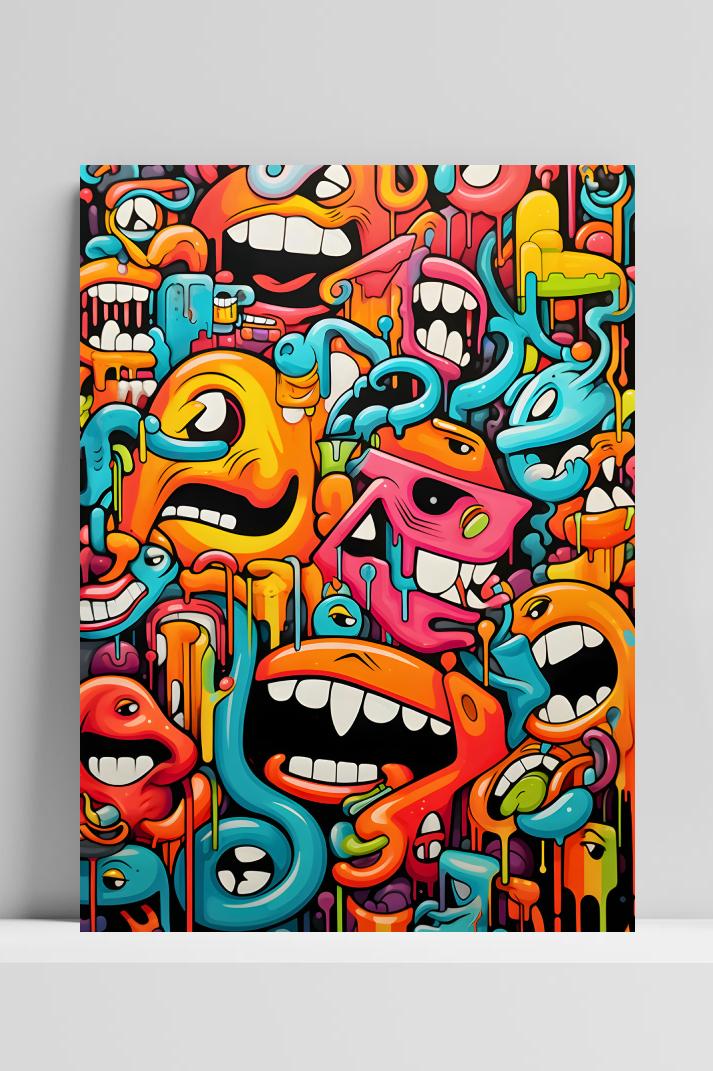 Doodle Abstract op 3mm aluminium dibond