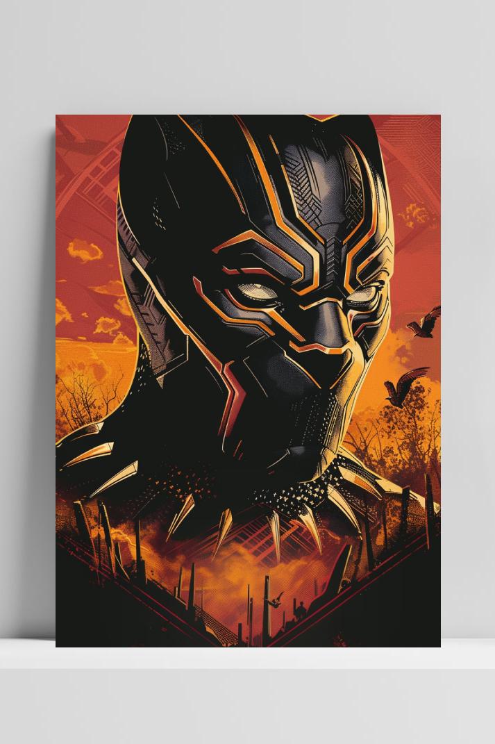 Black Panther Mask op 3mm aluminium dibond