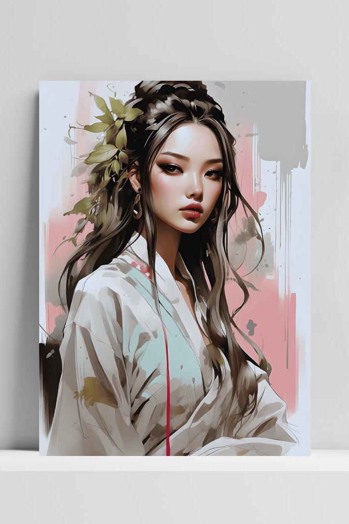 Geisha Roze op 3mm aluminium dibond
