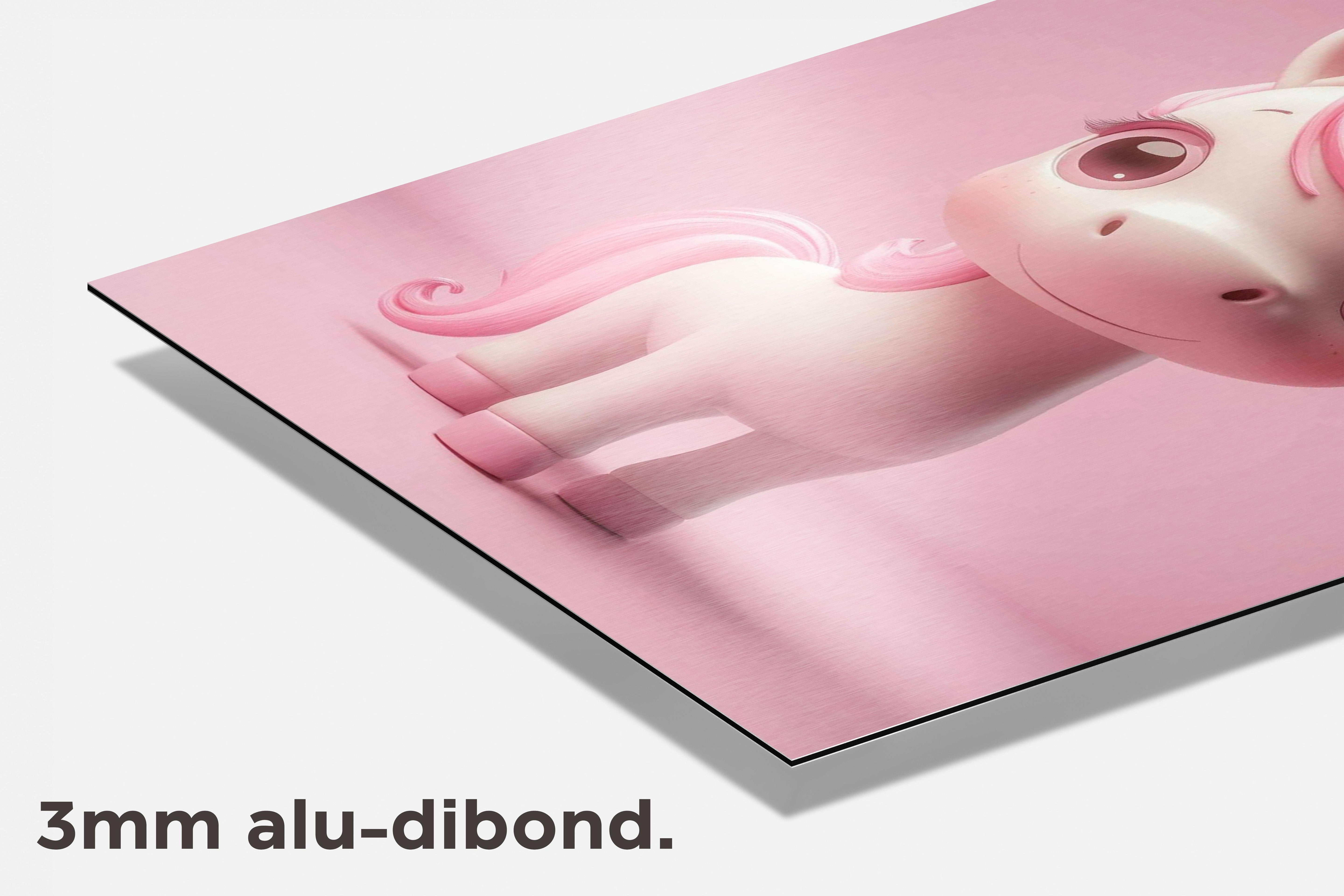 Eenhoorn Roze dibond detail