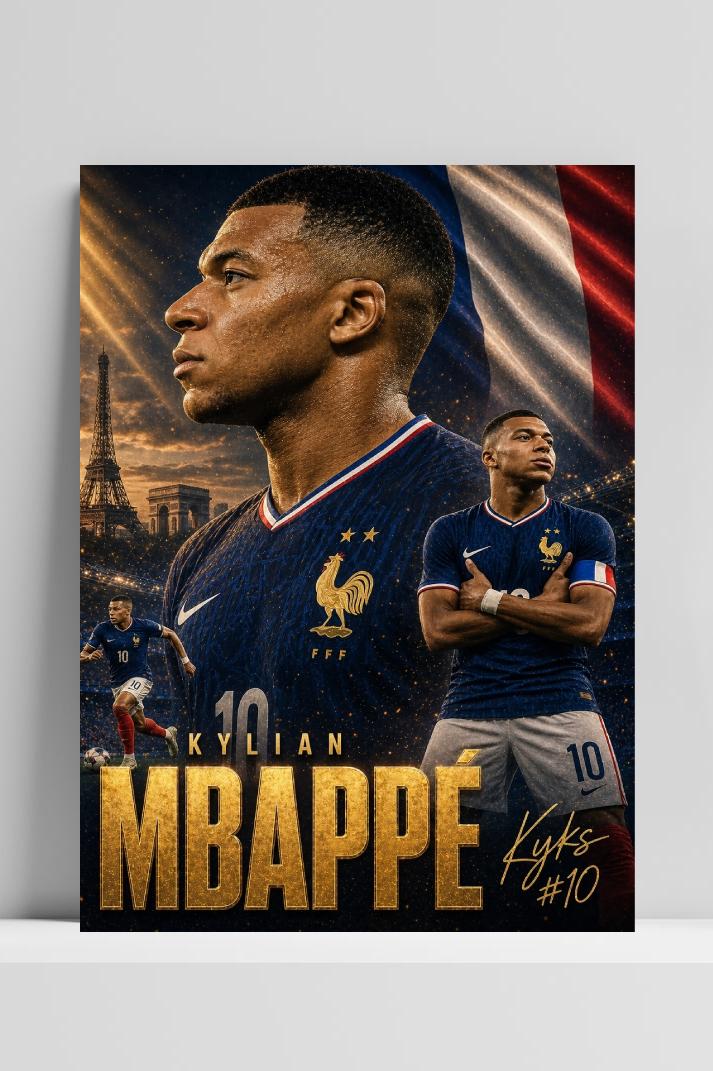 Kylian Mbappé op 3mm aluminium dibond