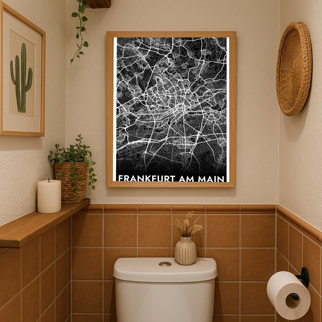 Frankfurt am Main Map Deutschland Black poster sfeerbeeld 3