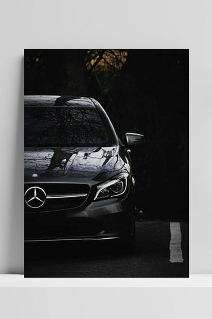 Mercedes Benz Black op 3mm aluminium dibond