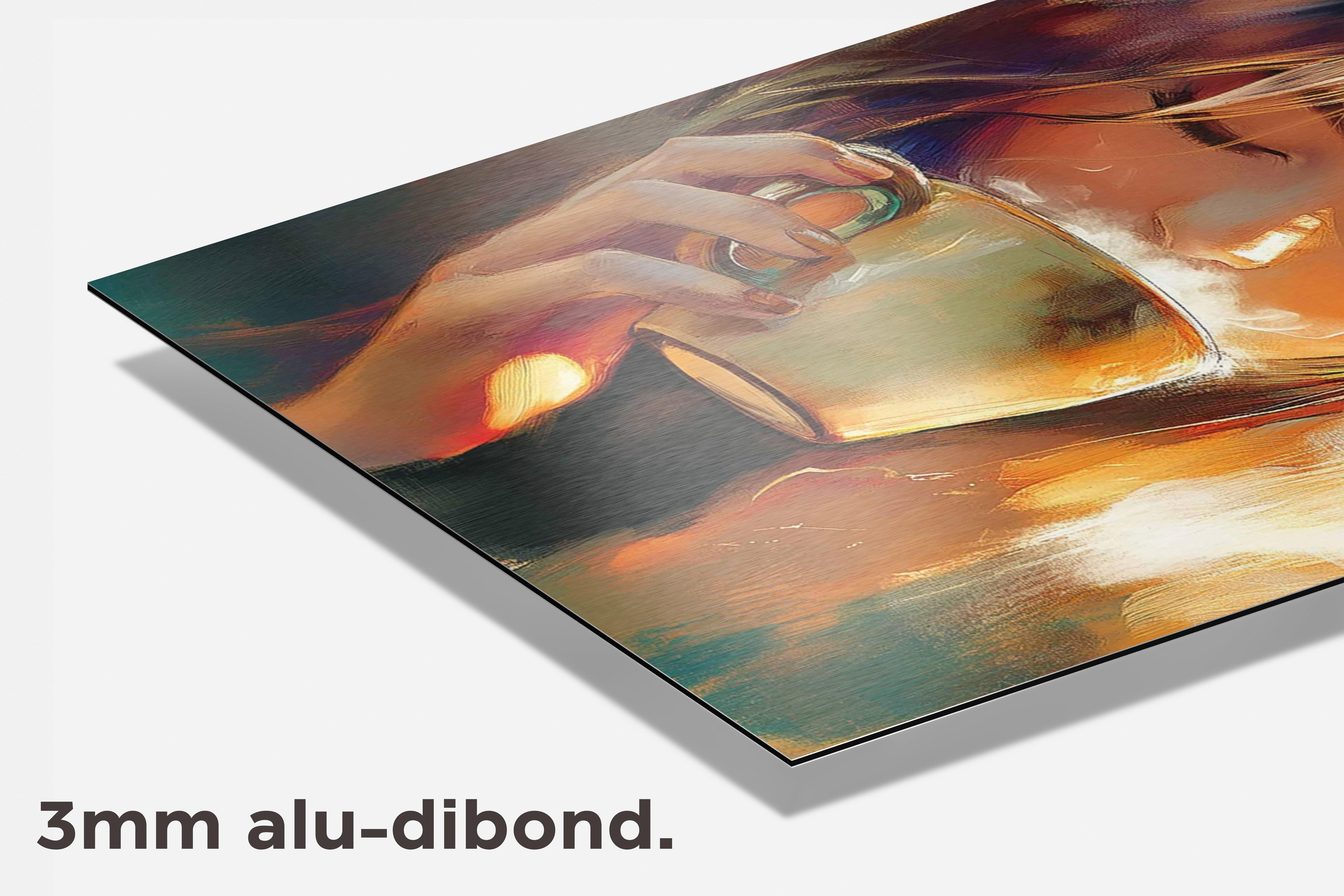 Vrouw Koffie dibond detail
