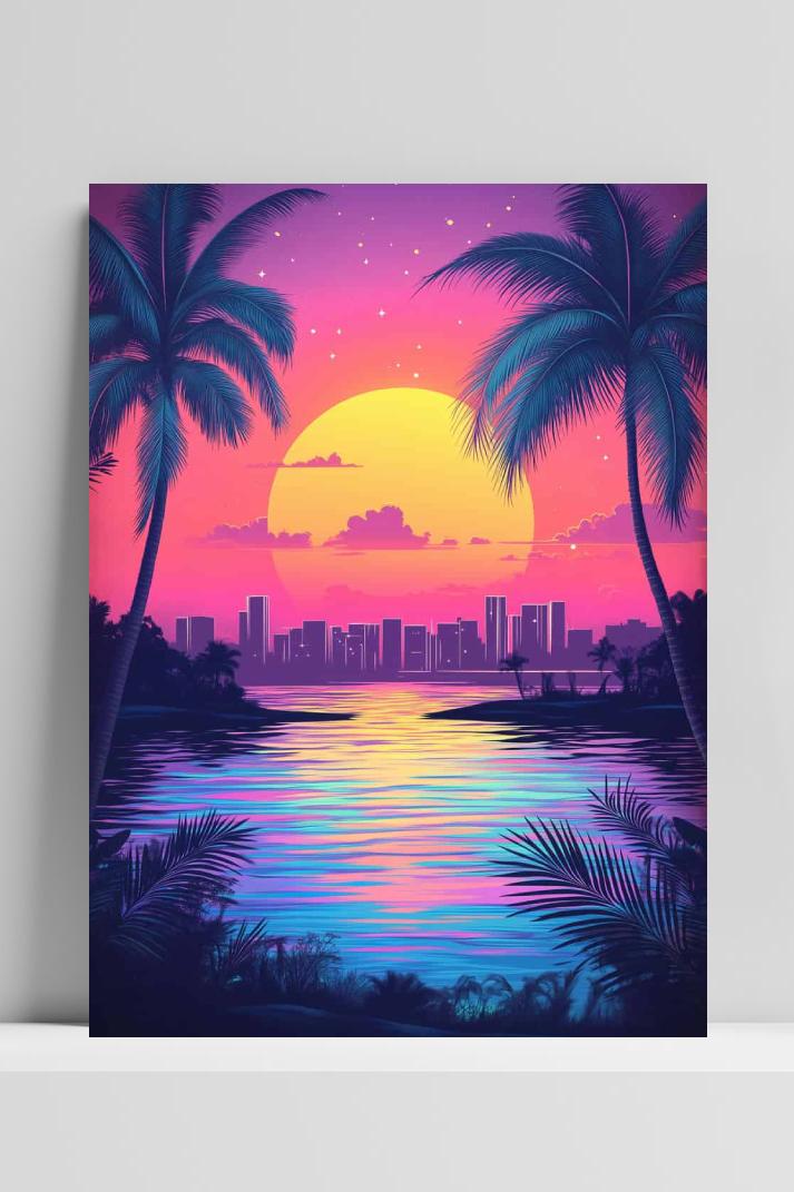 Neon Zee Stad op 3mm aluminium dibond
