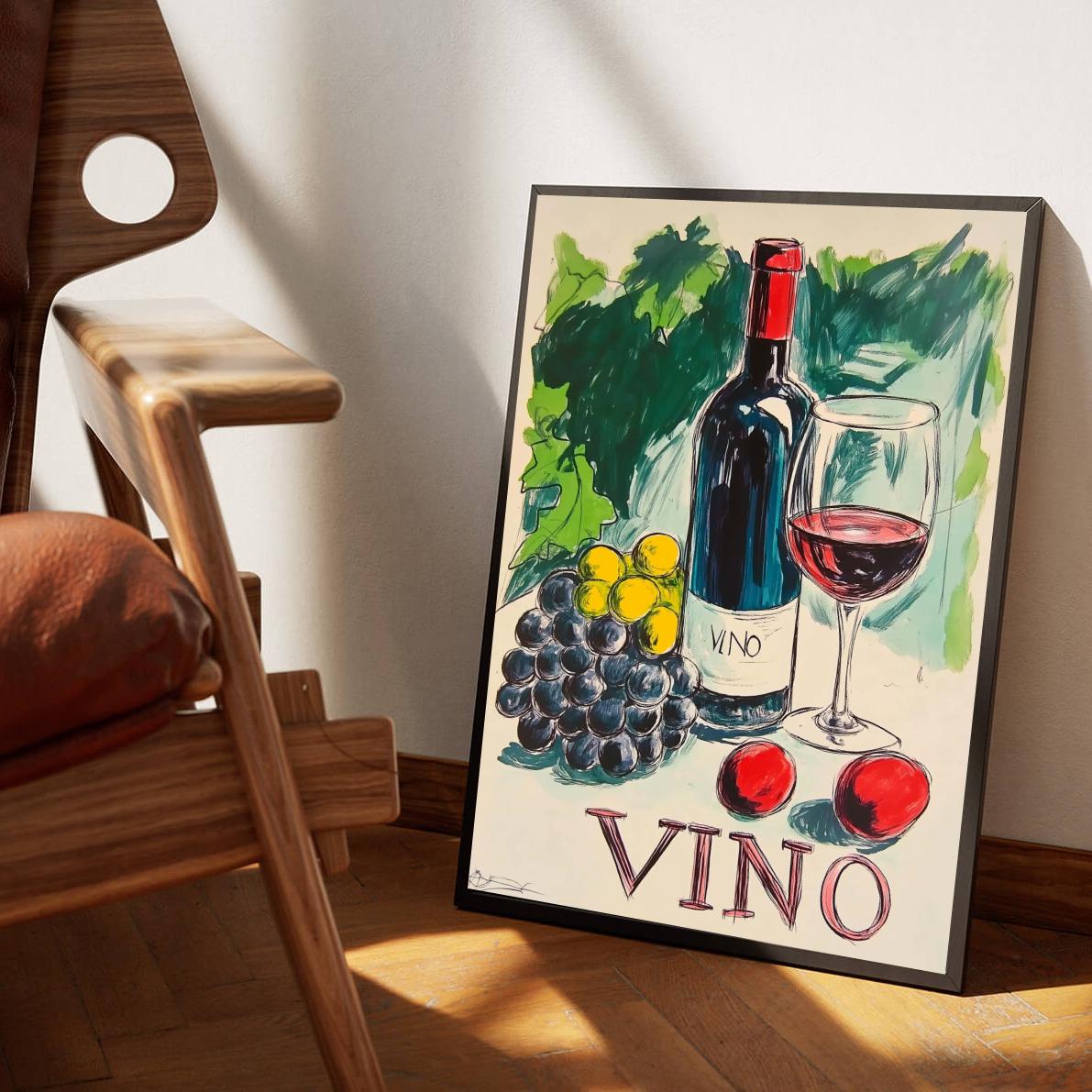 Vino Text Aquarel poster sfeerbeeld 1