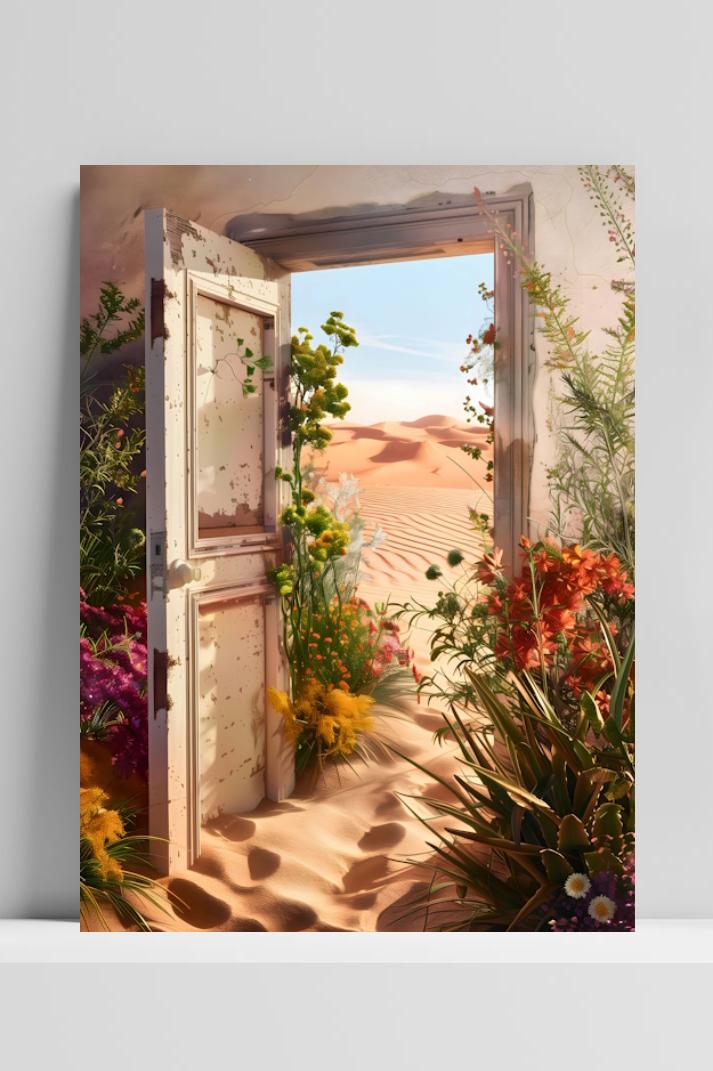 Surrealistische Woestijn op 3mm aluminium dibond