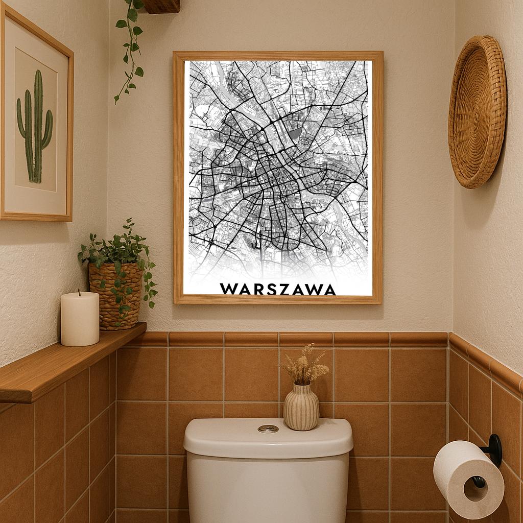 Warszawa Map Polska White poster sfeerbeeld 3