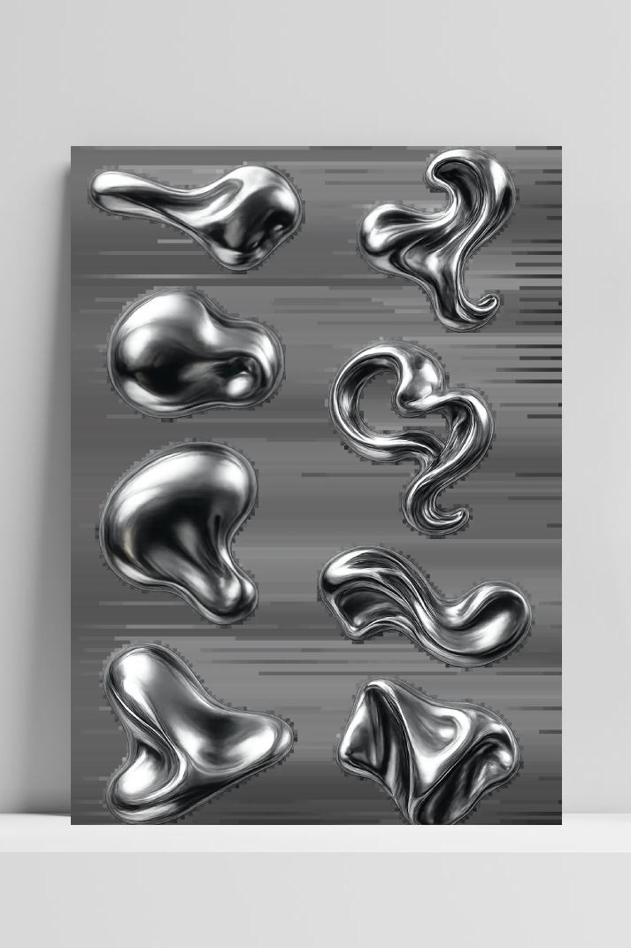 Silver Fluid 3D Shape Metal im Interieur