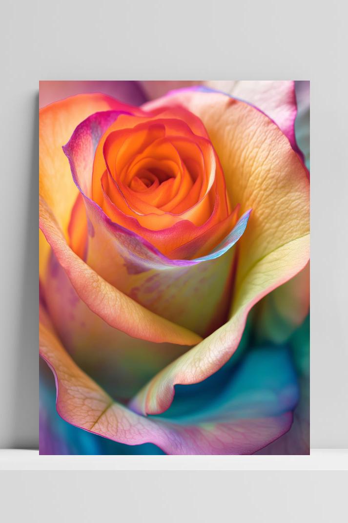 Regenboog Roos op 3mm aluminium dibond