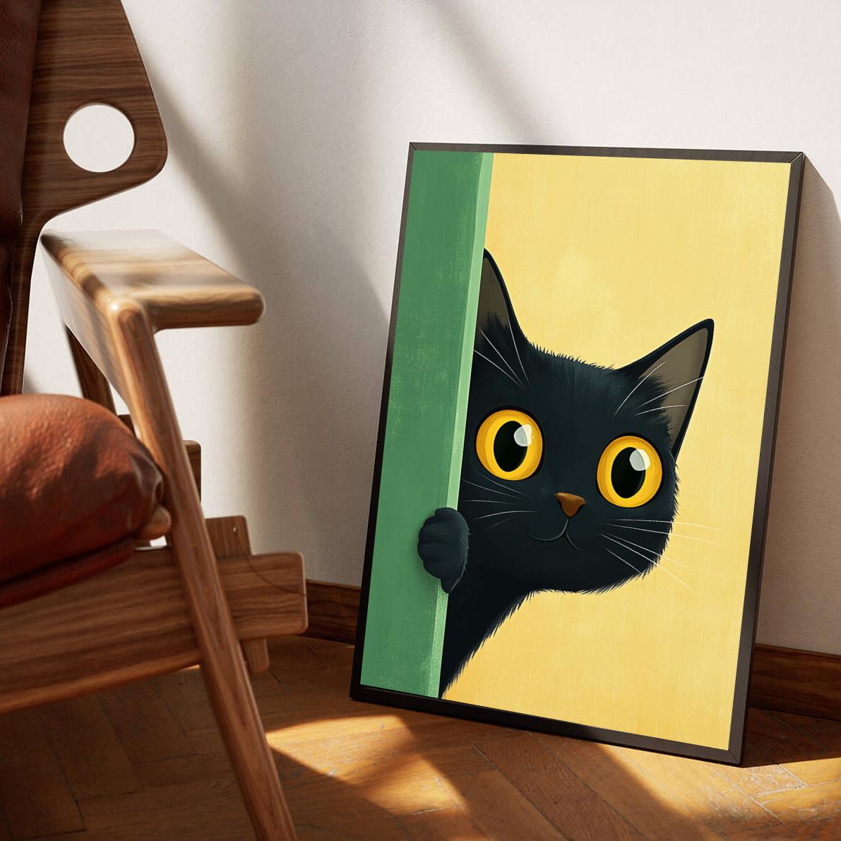 Black Cat Cartoon dans un intérieur