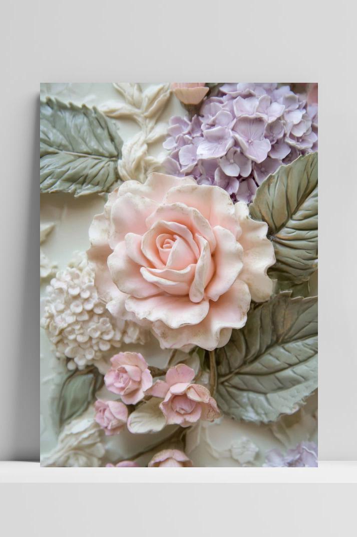 Bloemen Pastel op 3mm aluminium dibond