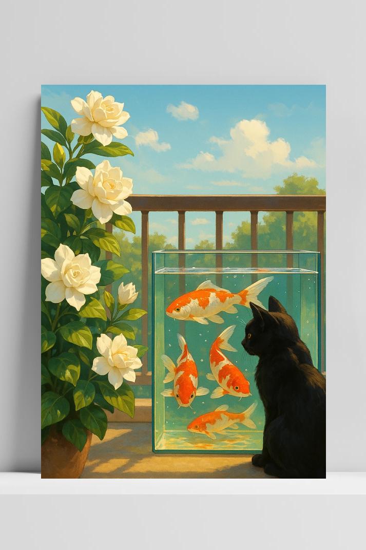Cat Koi op 3mm aluminium dibond