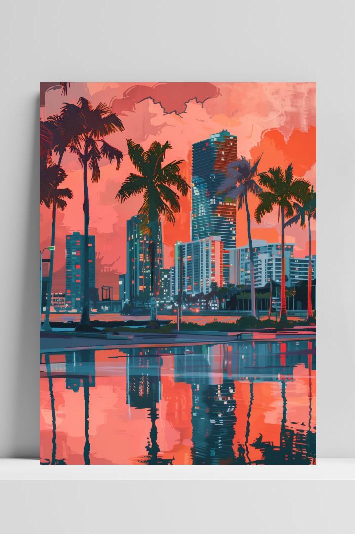 Tatsuro Kiuch Miami op 3mm aluminium dibond