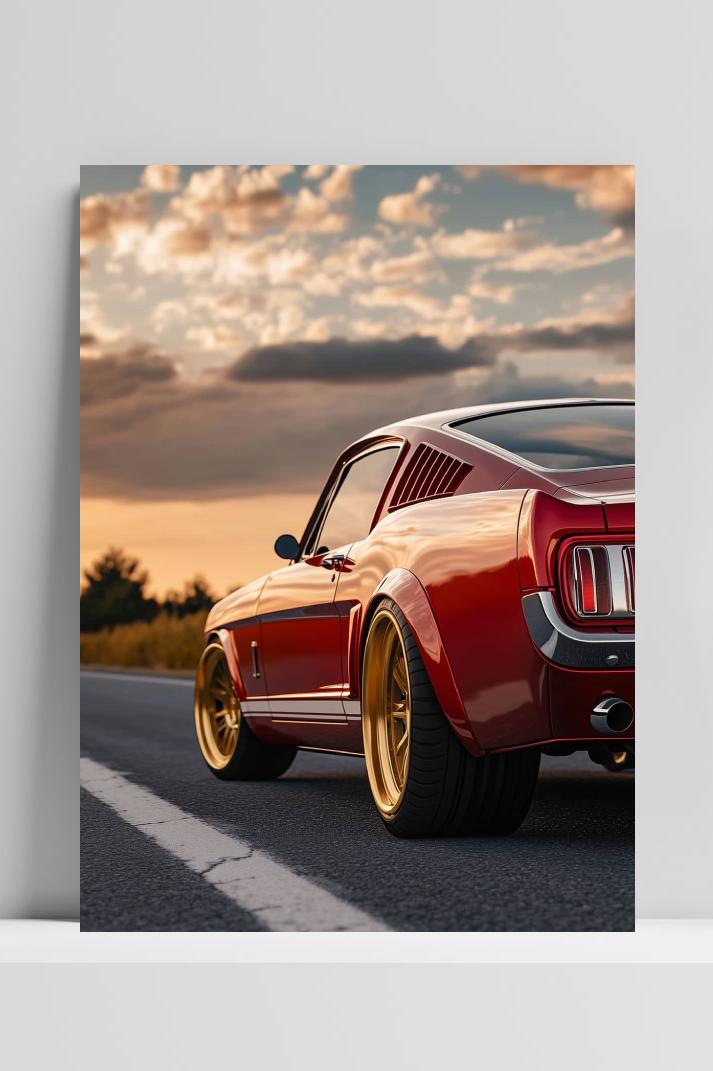 Vintage Sportauto op 3mm aluminium dibond