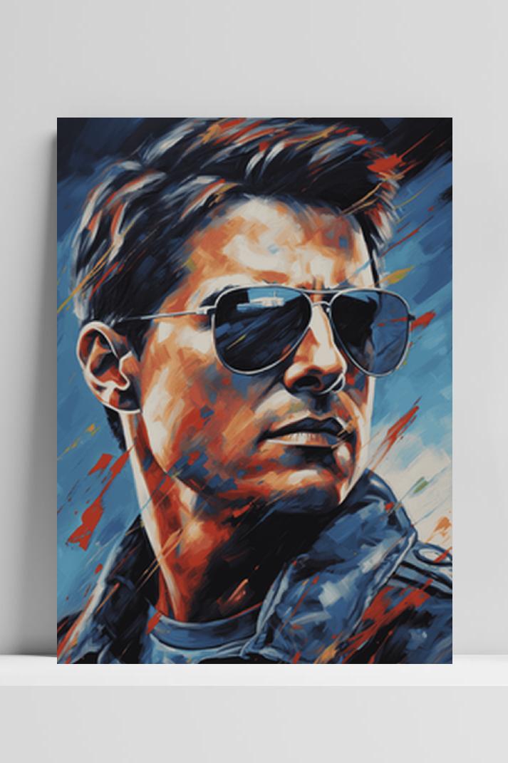 Tom Cruise Top Gun op 3mm aluminium dibond