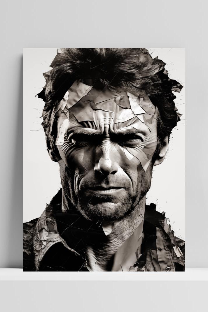 Clint Eastwood op 3mm aluminium dibond