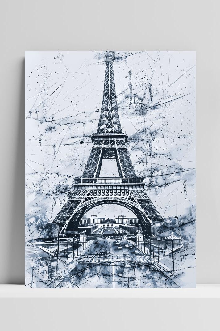 Eiffeltoren Tekening op 3mm aluminium dibond