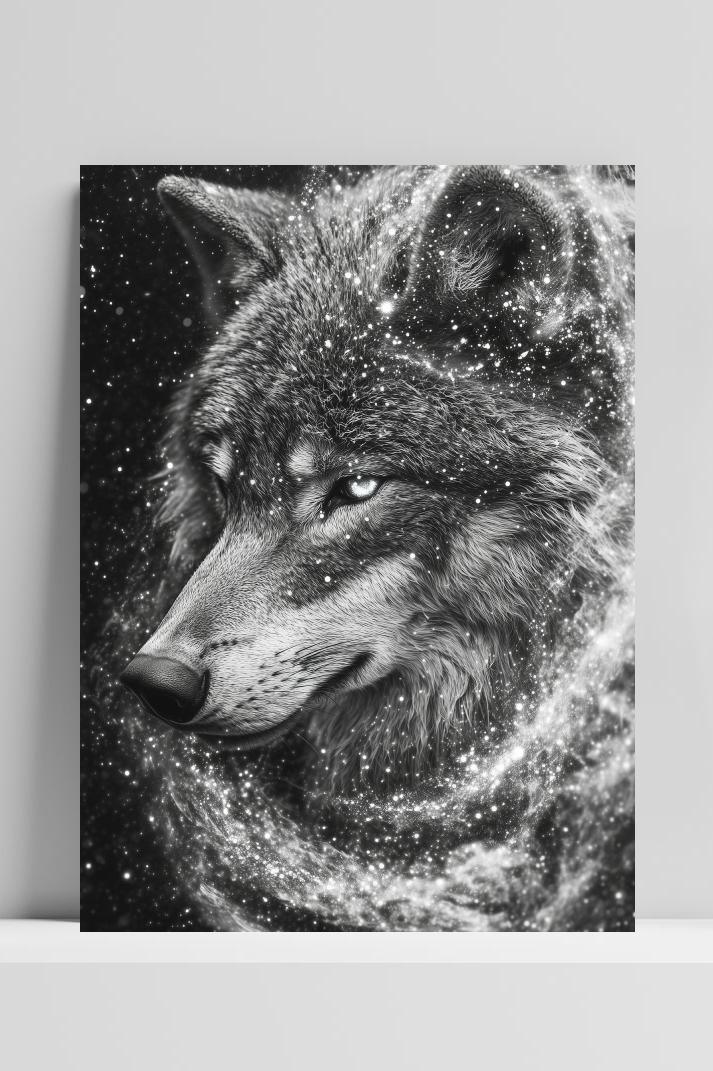 Wolf op 3mm aluminium dibond