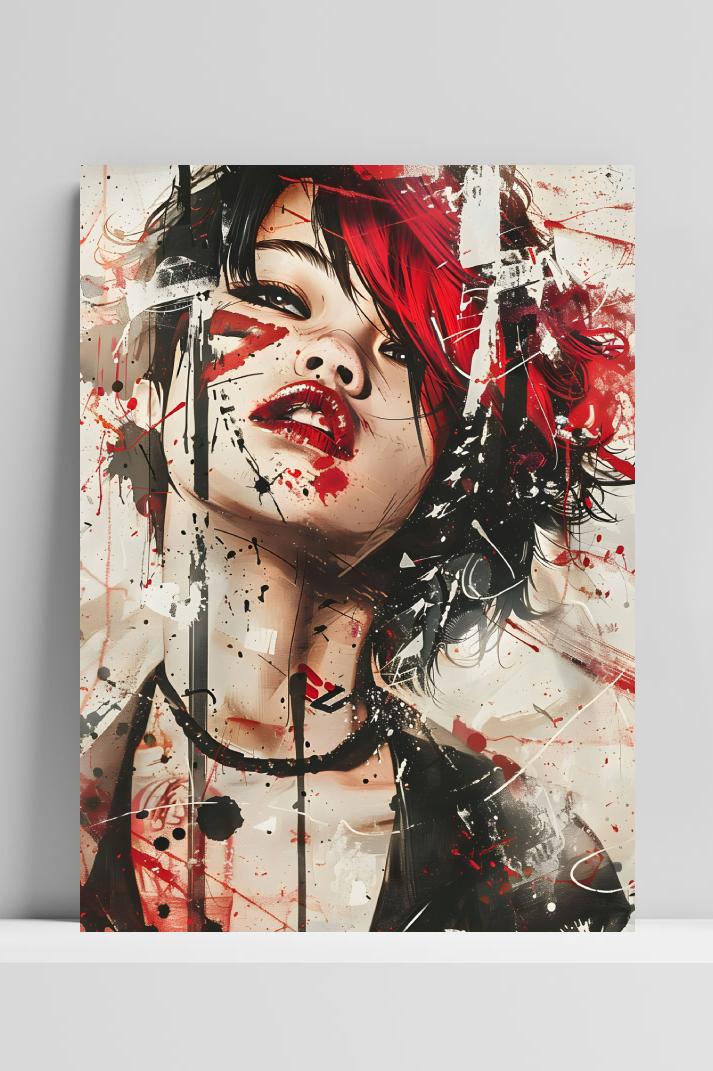 Punk Meisje Abstract op 3mm aluminium dibond