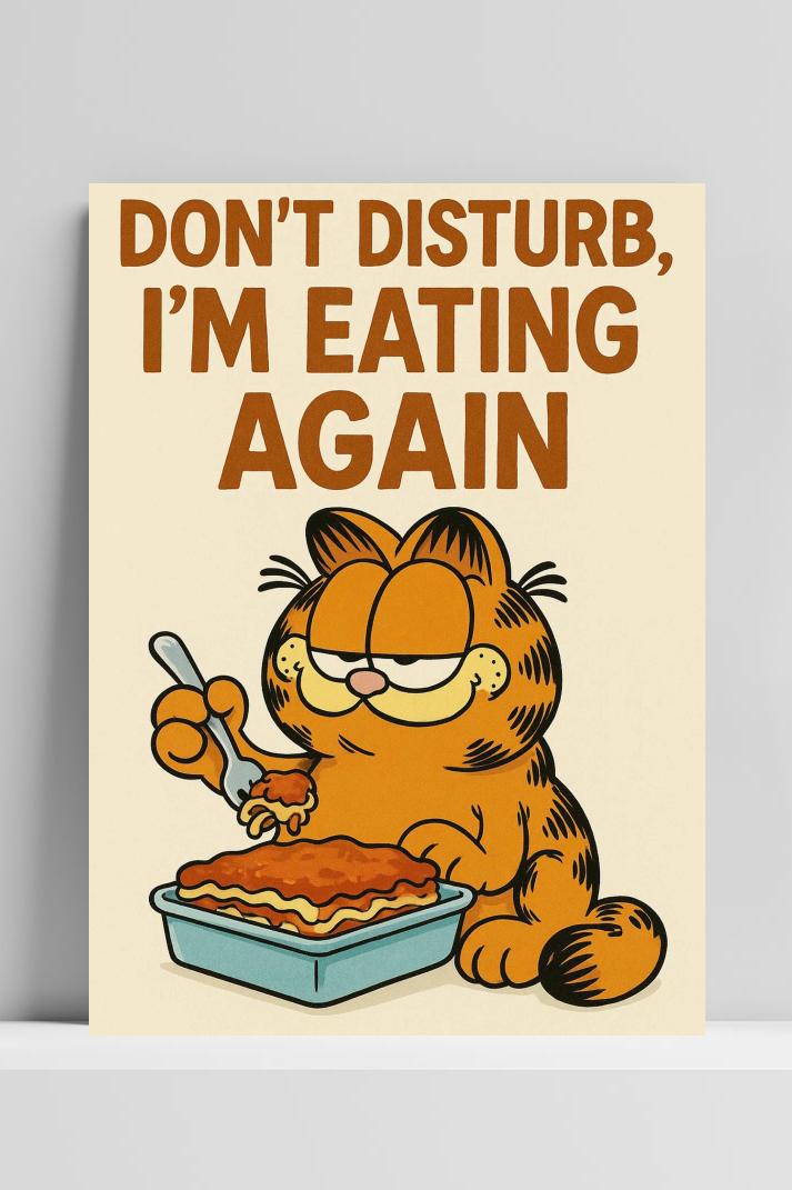 Garfield Don't Disturb Text op 3mm aluminium dibond