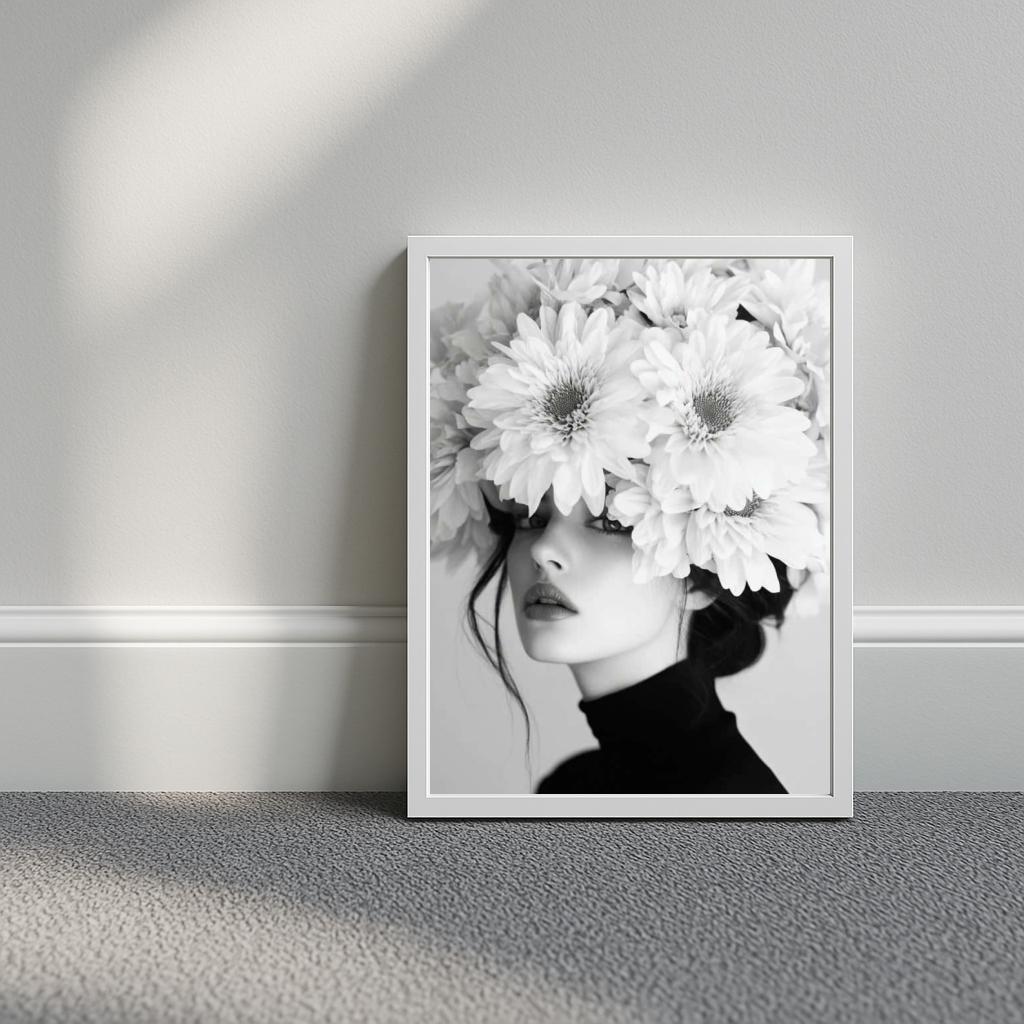 Flowers Portrait B&W poster sfeerbeeld 3