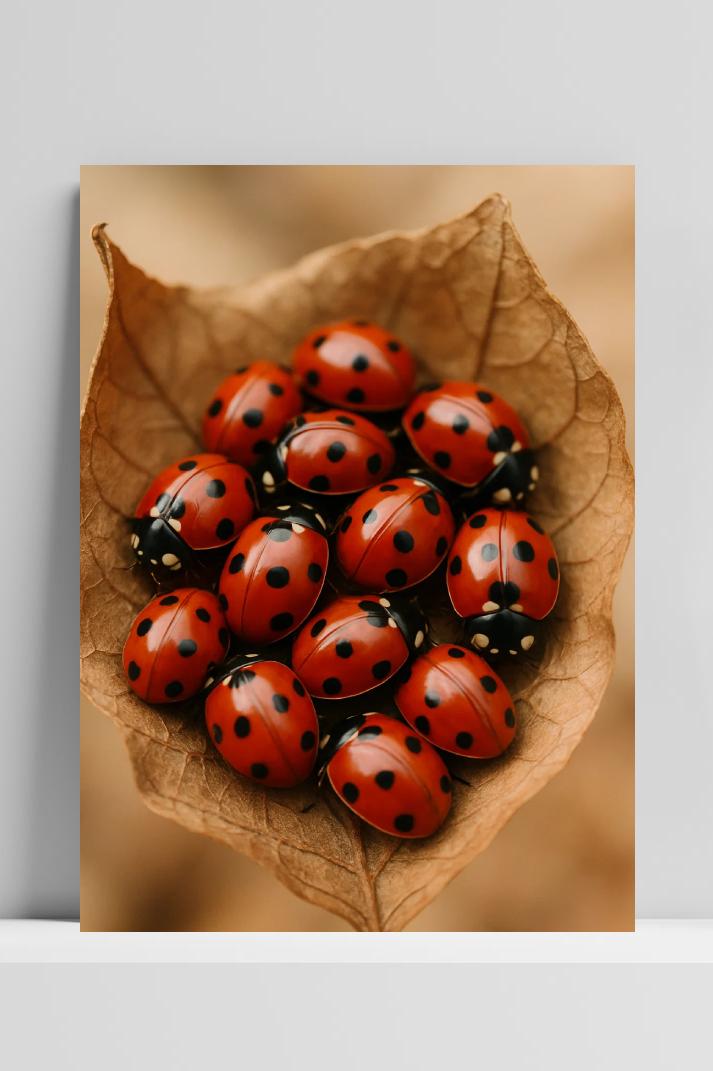 Lady Bug Insects Leaf op 3mm aluminium dibond