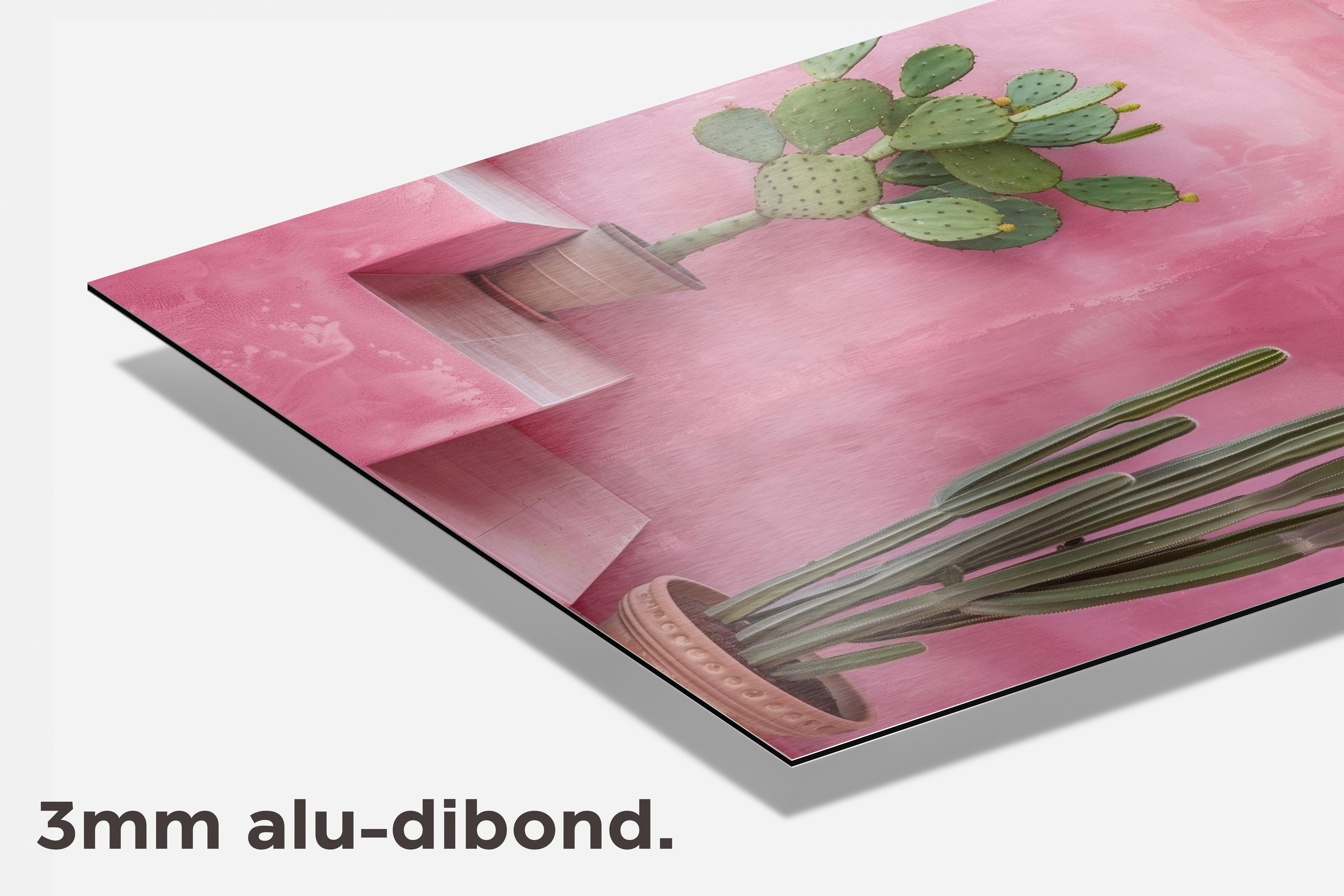 Cactus Roze Muur dibond detail