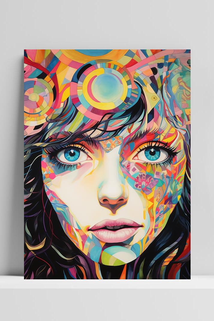 Vrouw Kleurrijk op 3mm aluminium dibond