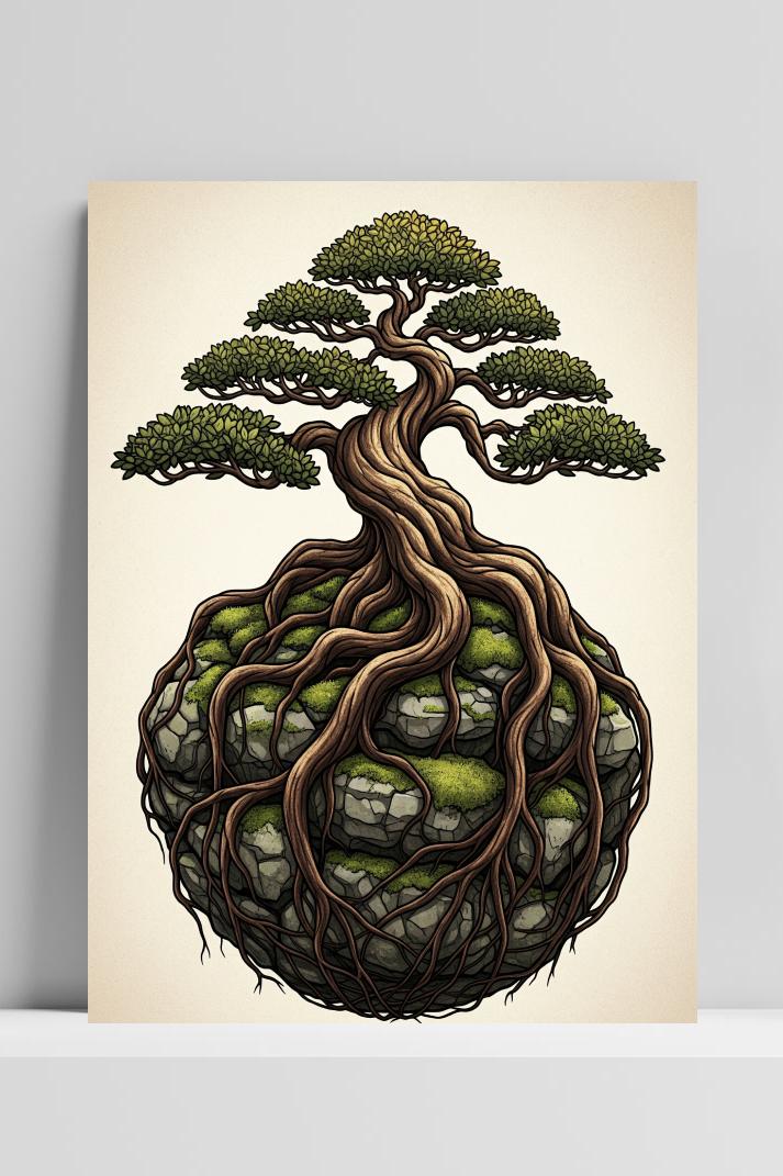 Bonsai Roots Fantasy op 3mm aluminium dibond