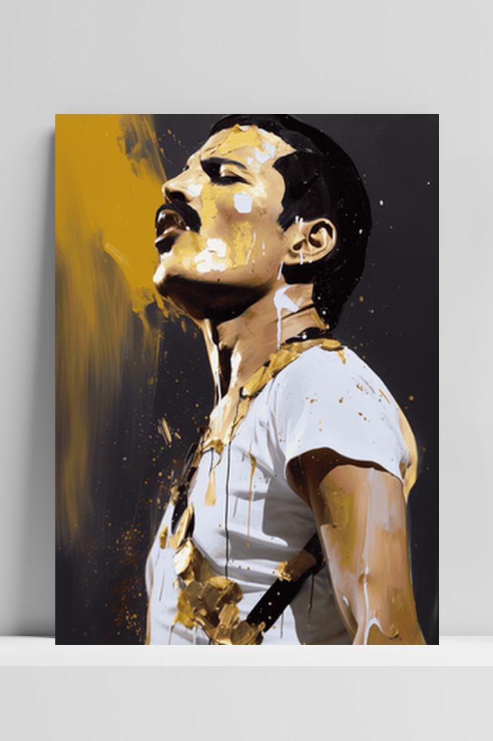 Freddie Mercury op 3mm aluminium dibond