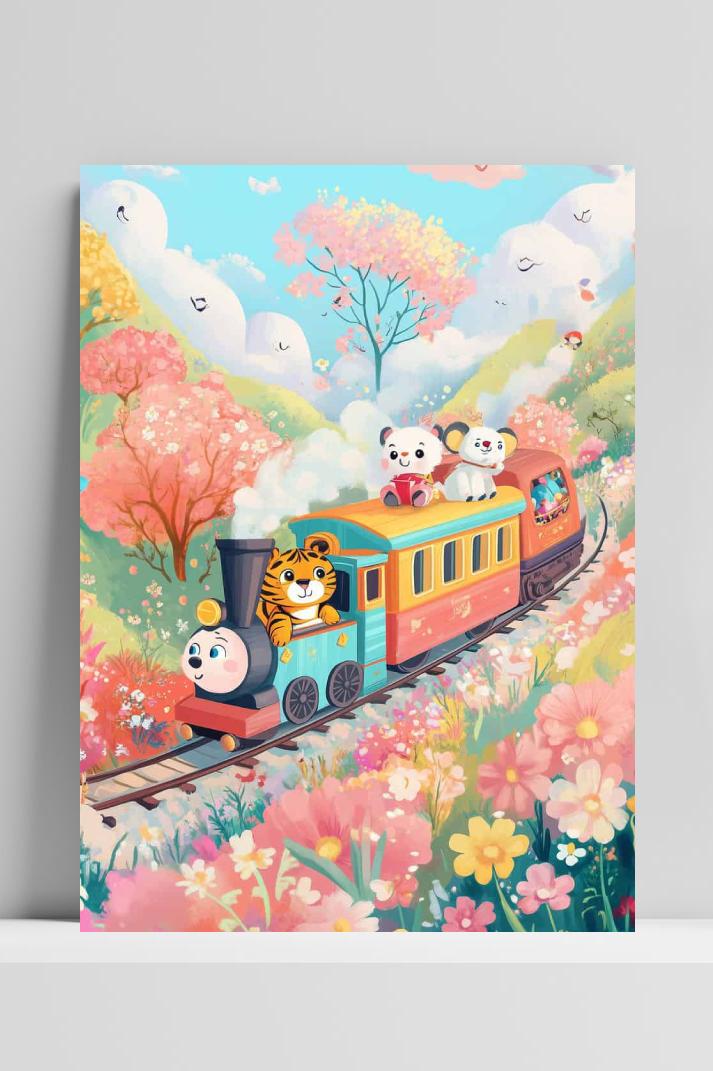 Dieren Trein op 3mm aluminium dibond