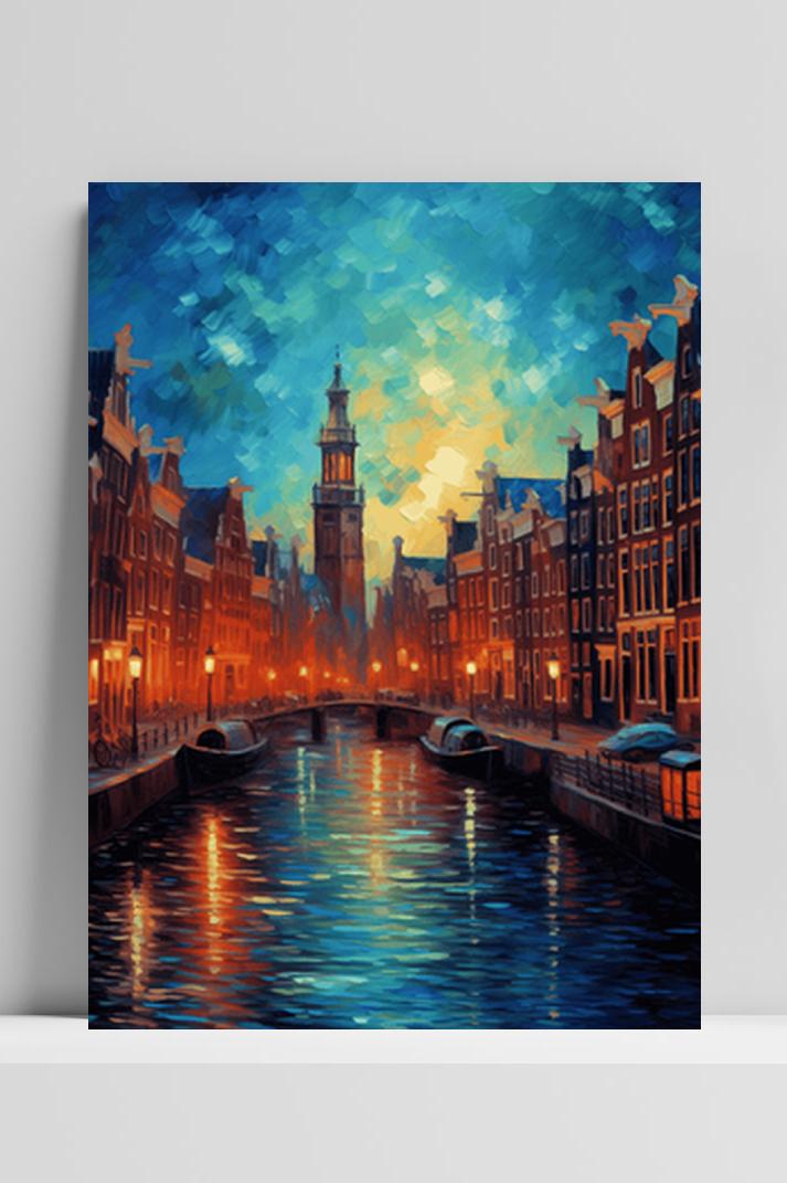 Amsterdam Jordaan op 3mm aluminium dibond
