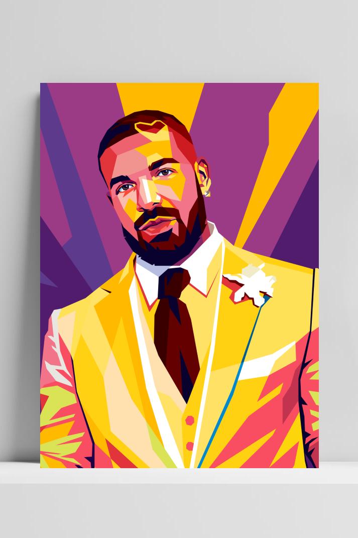 Drake Pop op 3mm aluminium dibond