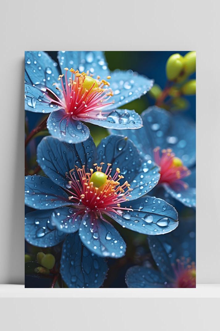 Druppels op Bloemen op 3mm aluminium dibond
