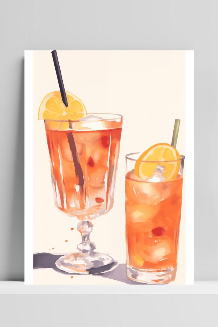 Aperol Spritz Cocktail op 3mm aluminium dibond