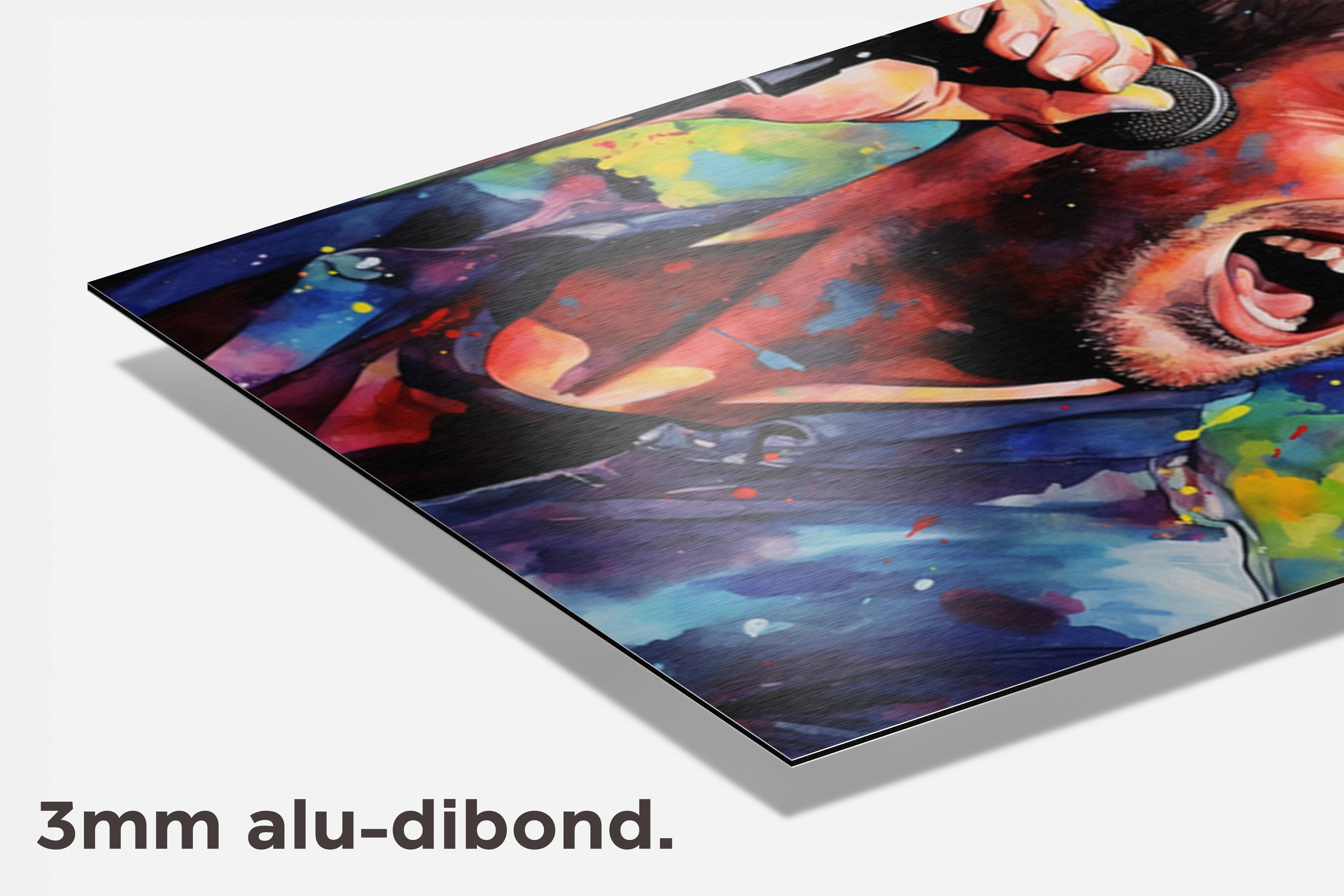 Chris Martin Coldplay dibond detail