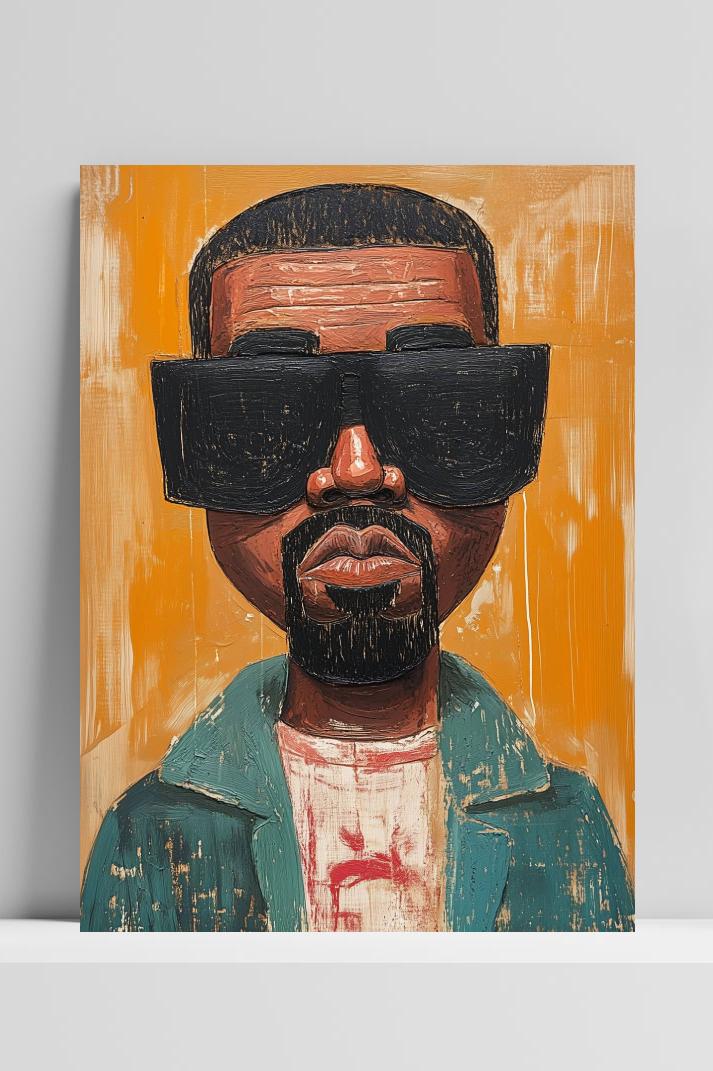 Kanye West op 3mm aluminium dibond