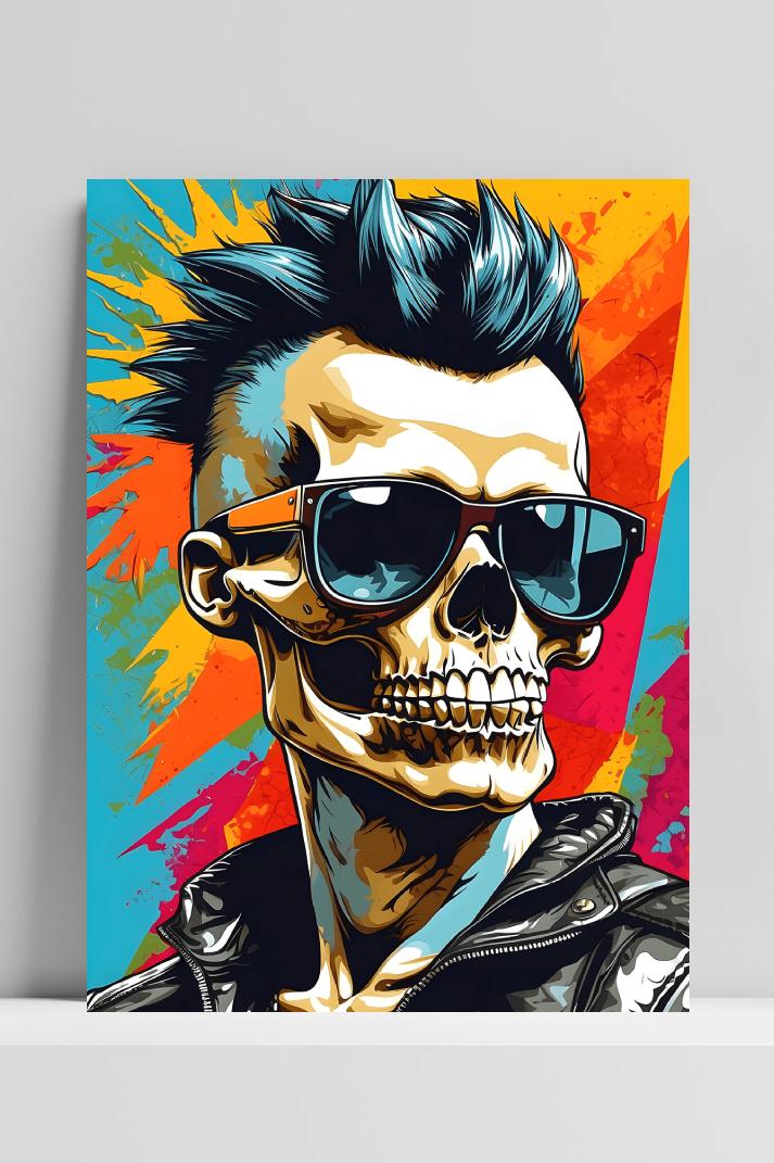 Skelet Punk op 3mm aluminium dibond