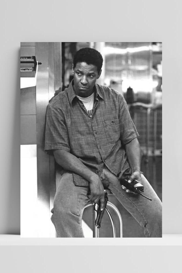 Denzel Washington op 3mm aluminium dibond