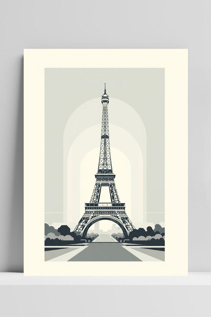 Eiffel Tower Minimalist B%W dans un intérieur