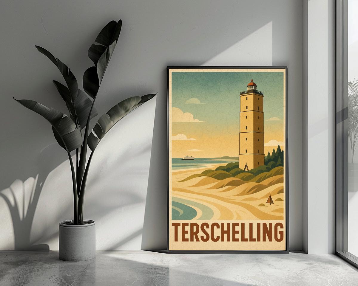 Terschelling Text Vintage poster van 25 Artstreet