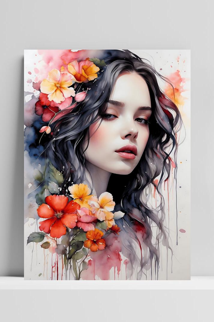 Bloemenmeisje op 3mm aluminium dibond