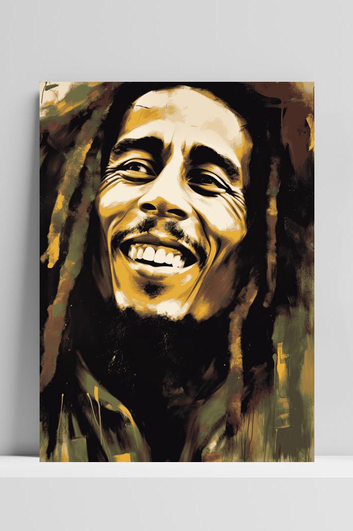 Bob Marley Portret op 3mm aluminium dibond