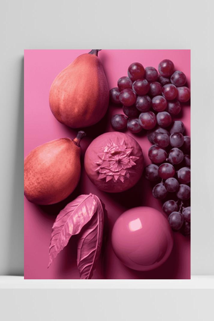 Roze Fruit op 3mm aluminium dibond