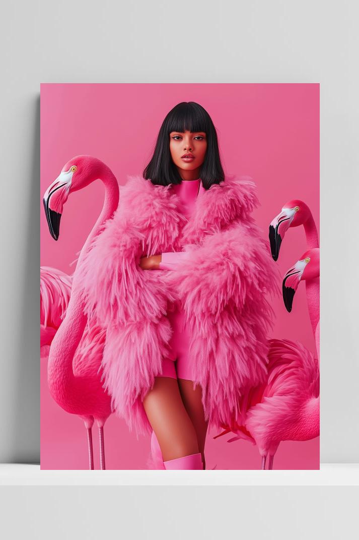 Flamingo Fashion op 3mm aluminium dibond