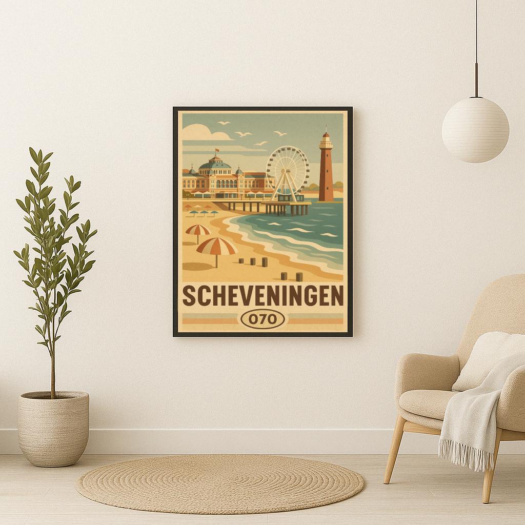 Scheveningen Netherlands Vintage Text poster sfeerbeeld 2