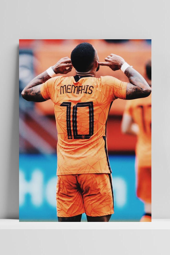 Memphis Depay op 3mm aluminium dibond