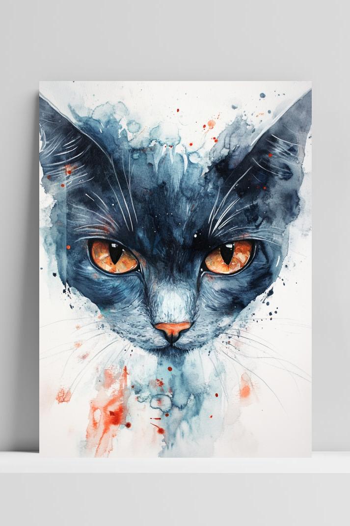 Affiche Cat Aquarel Expressive de 25 Artstreet